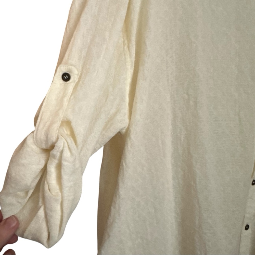 Artistic Works by Lu Oversized Off White Button Down Cotton Shirt Women Sz M - Picture 3 of 6